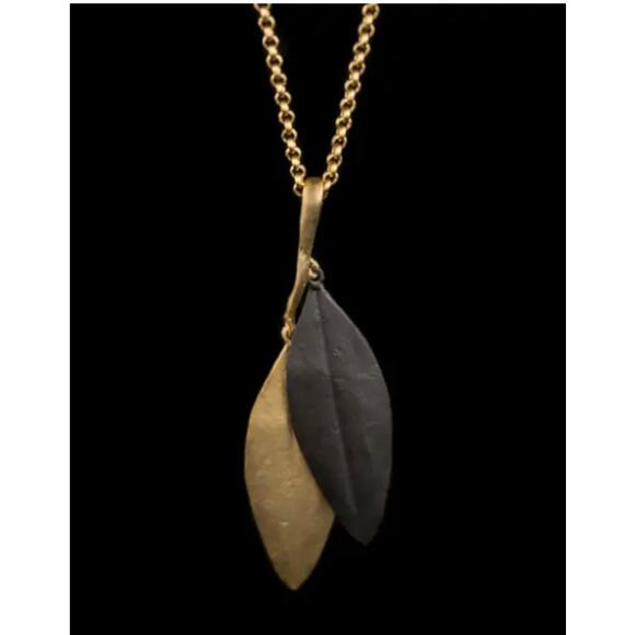Michael Michaud Cordyline Double Leaf Pendant Necklace - 20